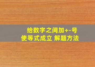 给数字之间加+-号使等式成立 解题方法